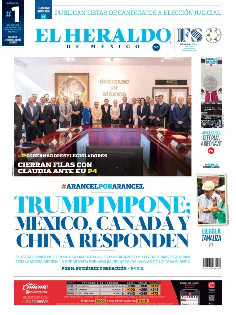 Portada de El Heraldo de Mexico del domingo, 2 de febrero de 2025