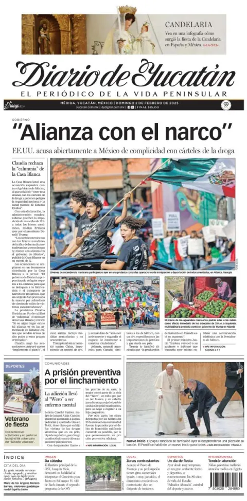 Portada de Diario de Yucatán del domingo, 2 de febrero de 2025