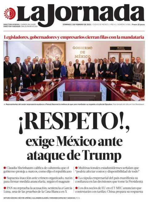 Portada de La Jornada del domingo, 2 de febrero de 2025