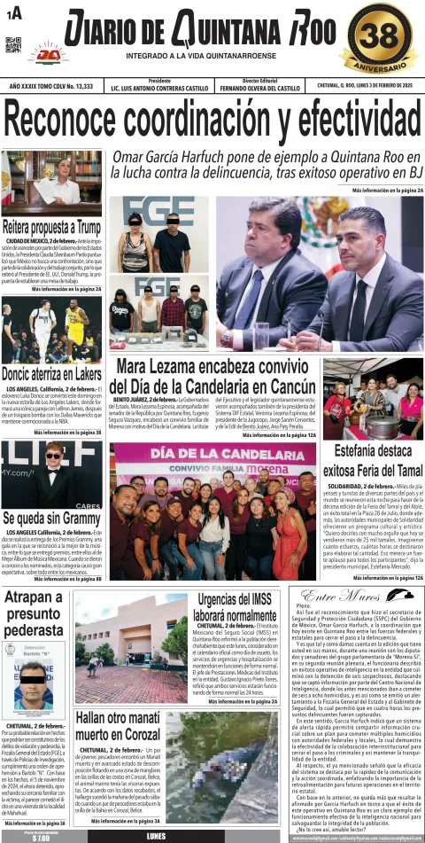 Portada de Diario de Quintana Roo (portada)
