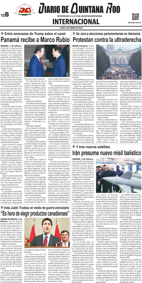 Portada de Diario de Quintana Roo (contra Portada)