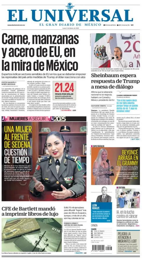 Portada de El Universal