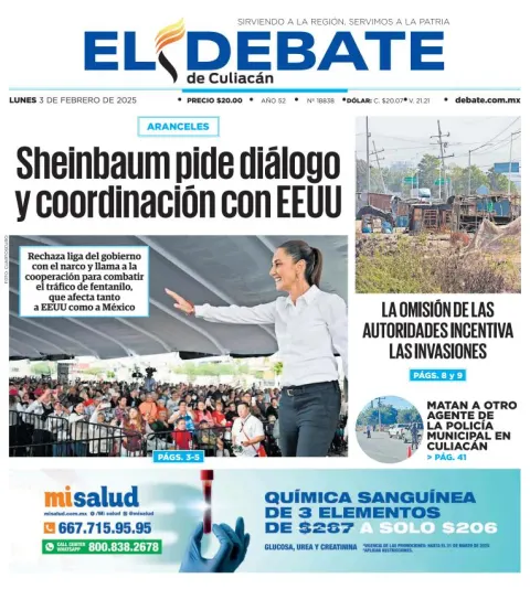 Portada de El Debate de Culiacán