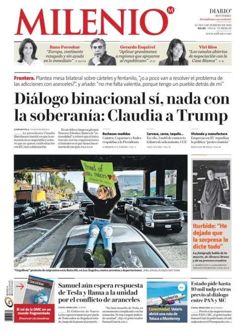 Portada de Milenio Monterrey del lunes, 3 de febrero de 2025