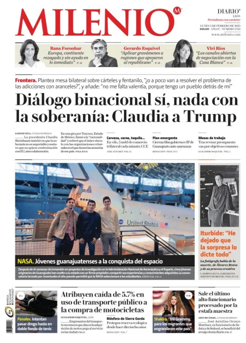 Portada de Milenio León del lunes, 3 de febrero de 2025
