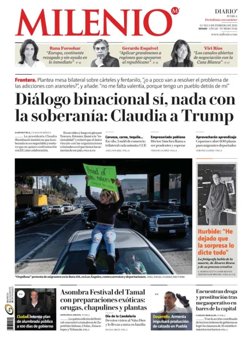 Portada de Milenio Puebla del lunes, 3 de febrero de 2025