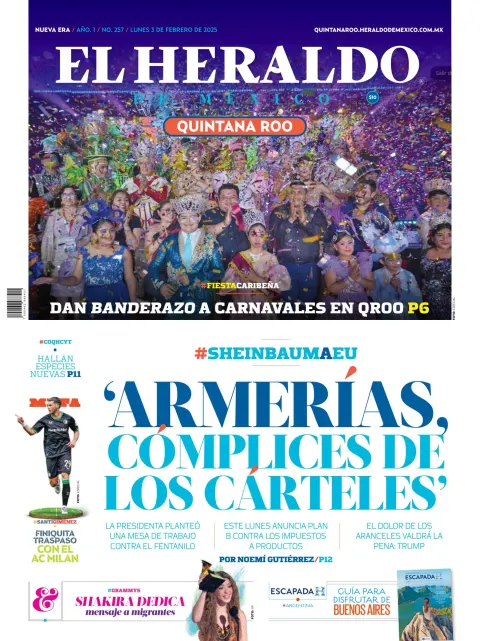 Portada de El Heraldo de Mexico - Quintana Roo del lunes, 3 de febrero de 2025