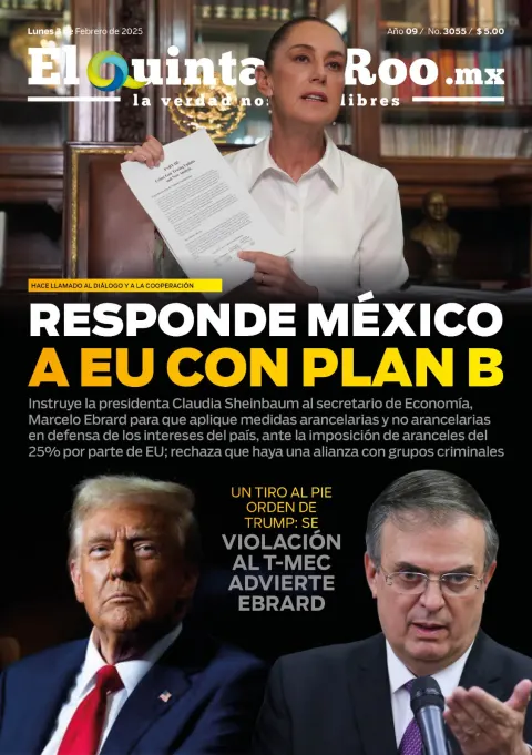 Portada de El Quintana Roo (portada) del lunes, 3 de febrero de 2025