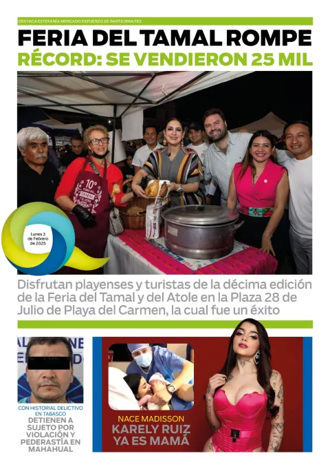 Portada de El Quintana Roo (contraportada) del lunes, 3 de febrero de 2025