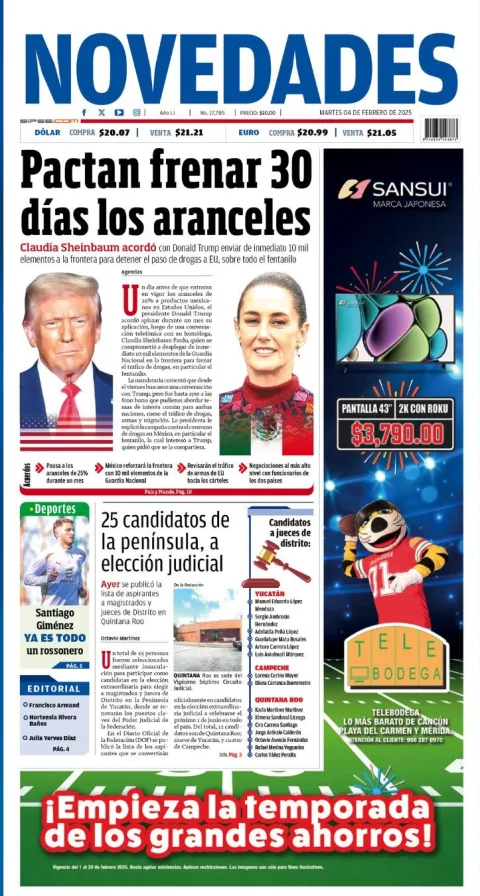 Portada de Novedades Quintana Roo