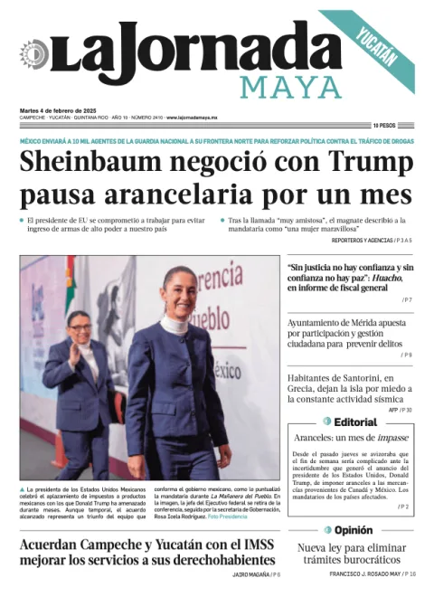 Portada de La Jornada Maya Yucatán del martes, 4 de febrero de 2025