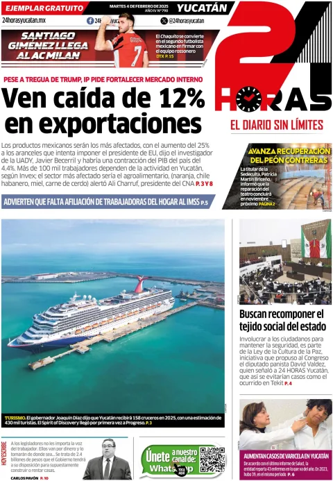 Portada de 24 Horas Yucatan del martes, 4 de febrero de 2025