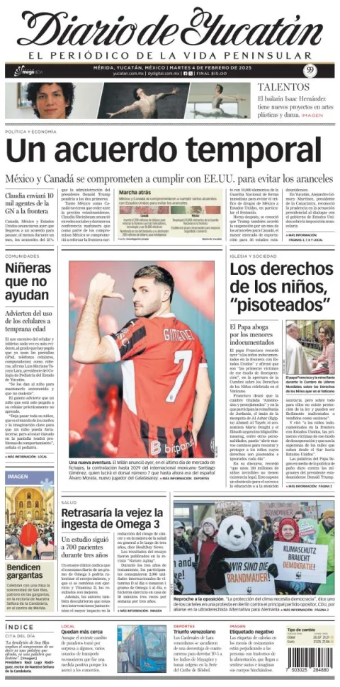 Portada de Diario de Yucatán del martes, 4 de febrero de 2025