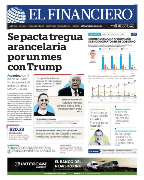Portada de El Financiero del martes, 4 de febrero de 2025