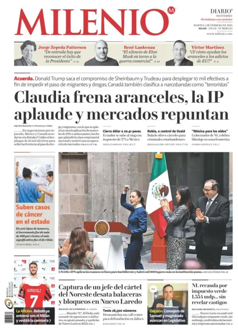 Portada de Milenio Monterrey del 2025-02-04