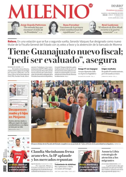 Portada de Milenio León del martes, 4 de febrero de 2025