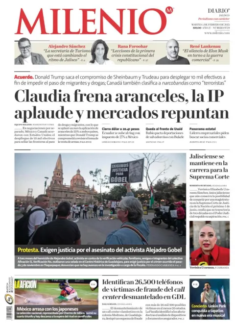 Portada de Milenio Jalisco del martes, 4 de febrero de 2025