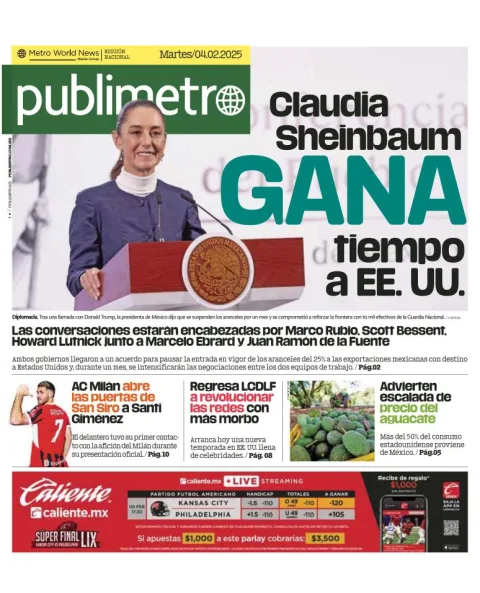 Portada de Publimetro Guadalajara del martes, 4 de febrero de 2025