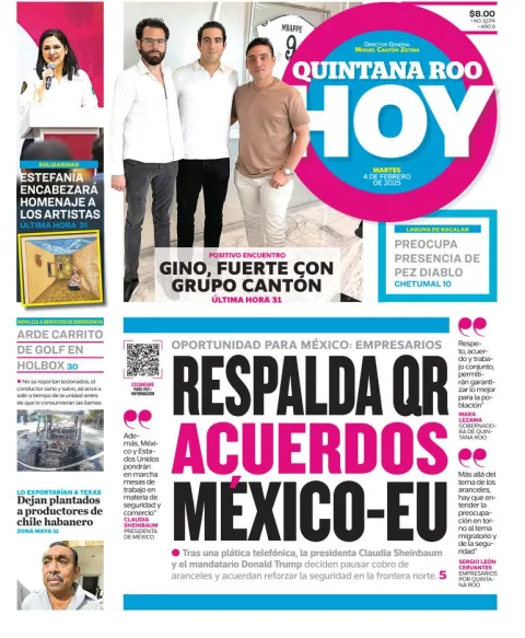 Portada de Quintana Roo Hoy del martes, 4 de febrero de 2025