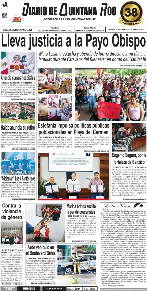Portada de Diario de Quintana Roo (portada)