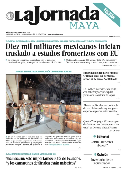 Portada de La Jornada Maya Yucatán del miércoles, 5 de febrero de 2025