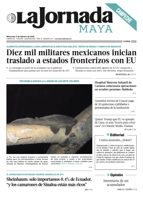 Portada de La Jornada Maya Campeche del miércoles, 5 de febrero de 2025