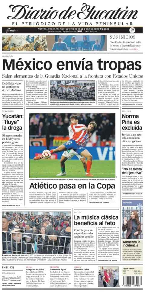 Portada de Diario de Yucatán del miércoles, 5 de febrero de 2025