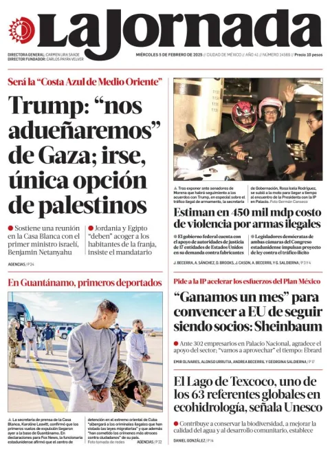 Portada de La Jornada del miércoles, 5 de febrero de 2025
