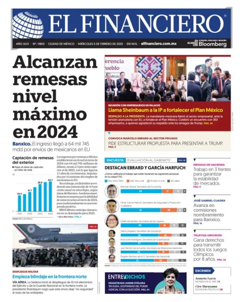 Portada de El Financiero del miércoles, 5 de febrero de 2025