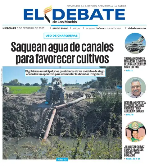Portada de El Debate de los Mochis del miércoles, 5 de febrero de 2025