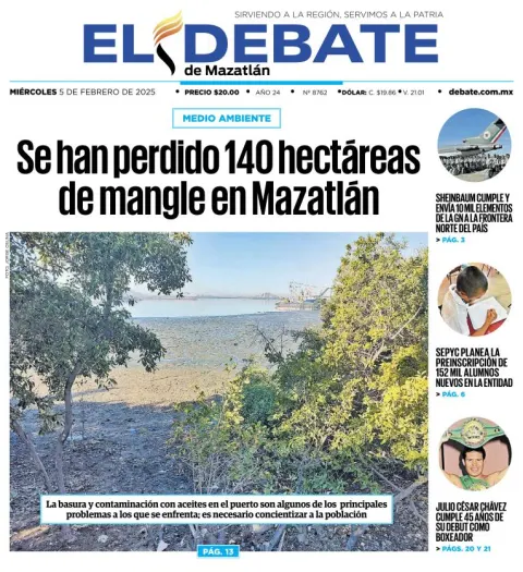 Portada de El Debate de Mazatlán del miércoles, 5 de febrero de 2025