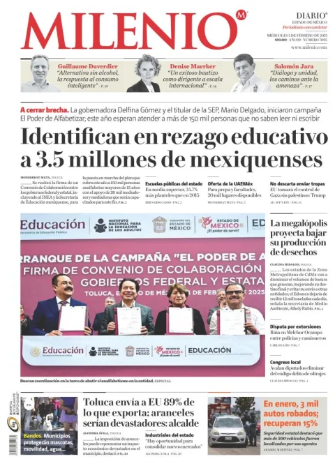 Portada de Milenio Edo de México del miércoles, 5 de febrero de 2025