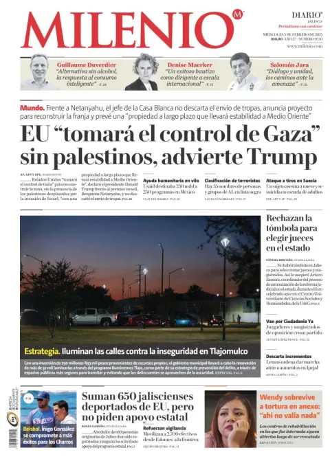 Portada de Milenio Jalisco del miércoles, 5 de febrero de 2025