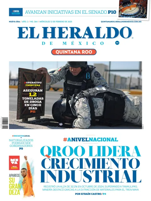 Portada de El Heraldo de Mexico - Quintana Roo del miércoles, 12 de febrero de 2025