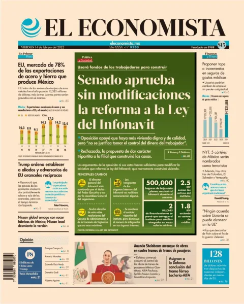 Portada de El Economista del viernes, 14 de febrero de 2025