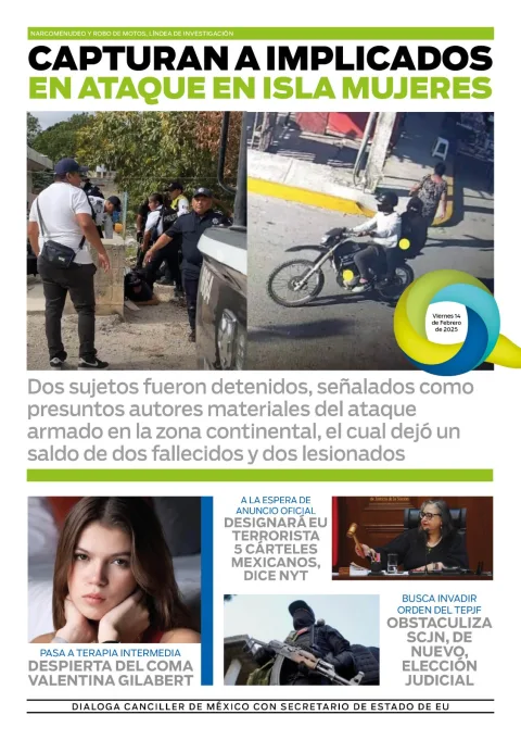 Portada de El Quintana Roo (contraportada) del viernes, 14 de febrero de 2025