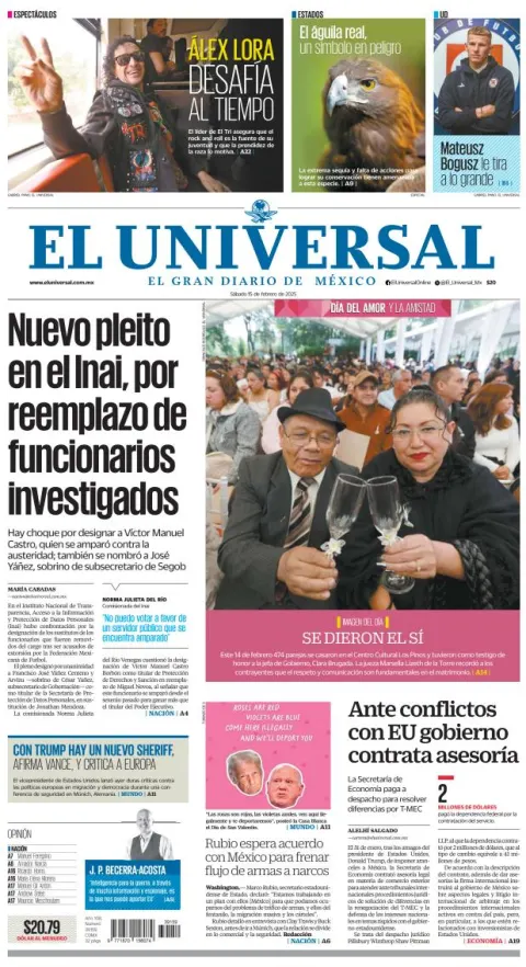 Portada de El Universal