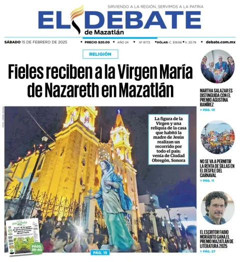 Portada de El Debate de Mazatlán