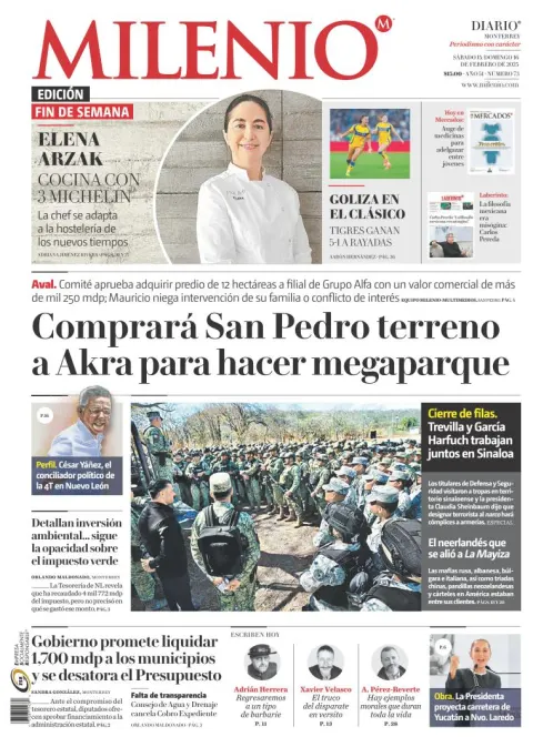 Portada de Milenio Monterrey del 2025-02-15