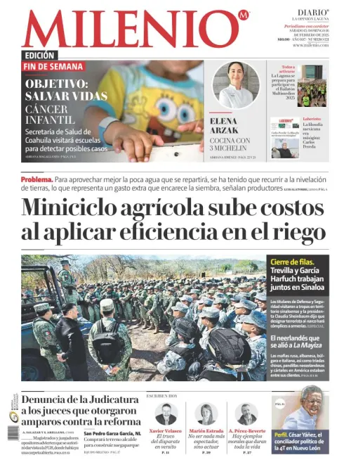 Portada de Milenio Laguna del sábado, 15 de febrero de 2025