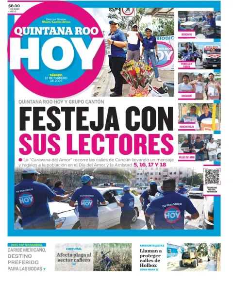 Portada de Quintana Roo Hoy del sábado, 15 de febrero de 2025