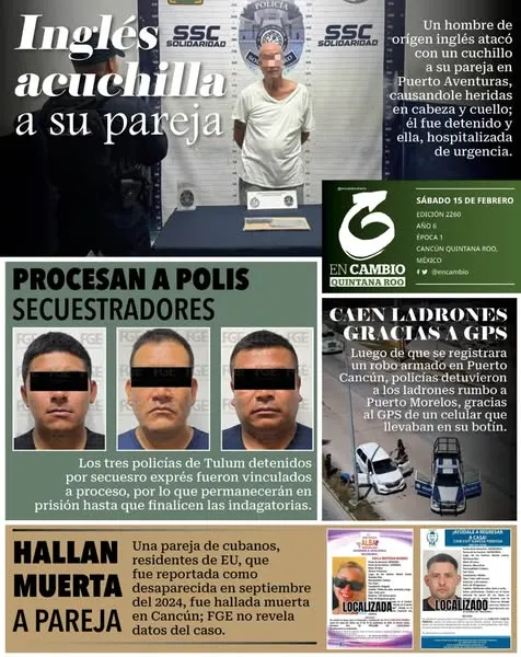 Portada de En Cambio - Quintana Roo (contraportada) del sábado, 15 de febrero de 2025
