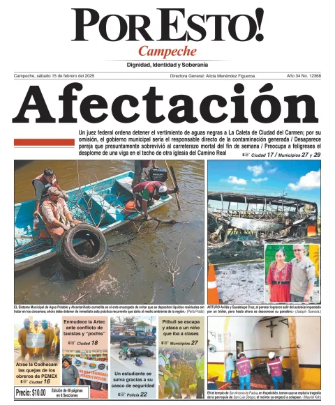 Portada de Por Esto (campeche) del sábado, 15 de febrero de 2025