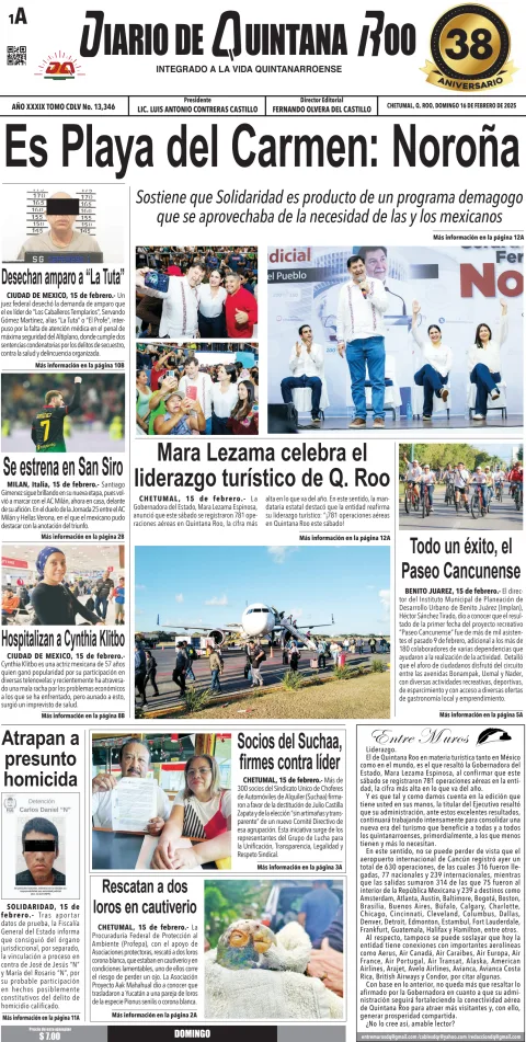Portada de Diario de Quintana Roo (portada)