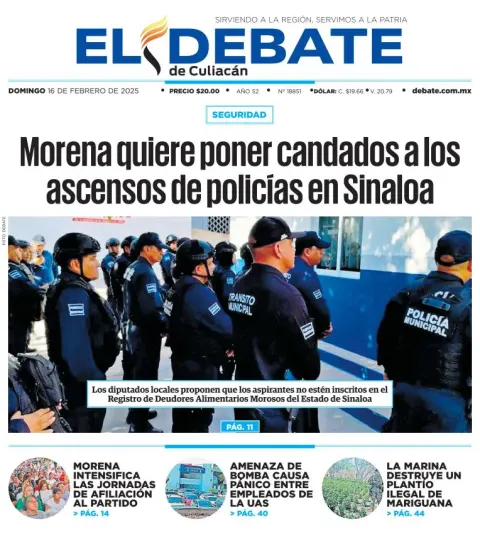 Portada de El Debate de Culiacán