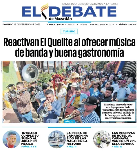 Portada de El Debate de Mazatlán