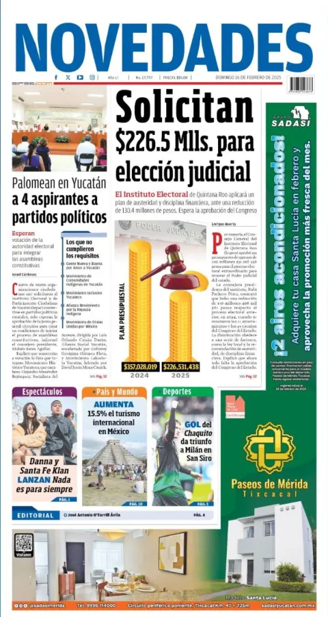 Portada de Novedades Quintana Roo