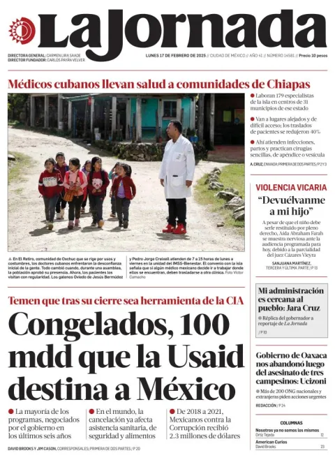 Portada de La Jornada