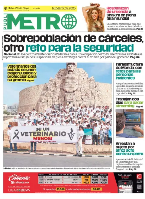 Portada de Publimetro Mérida del lunes, 17 de febrero de 2025