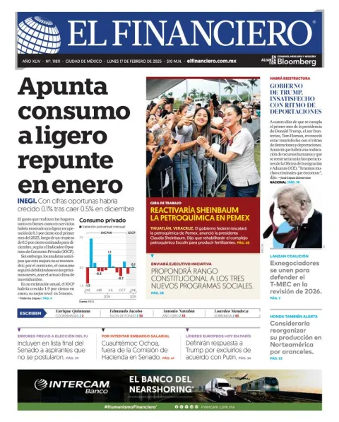Portada de El Financiero del lunes, 17 de febrero de 2025